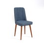 Hanah Home Vina 1048 Silla Escandinava Moderna Azul Oscuro, Nogal, Lino, Madera