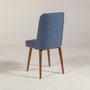 Hanah Home Vina 1048 Silla Escandinava Moderna Azul Oscuro, Nogal, Lino, Madera