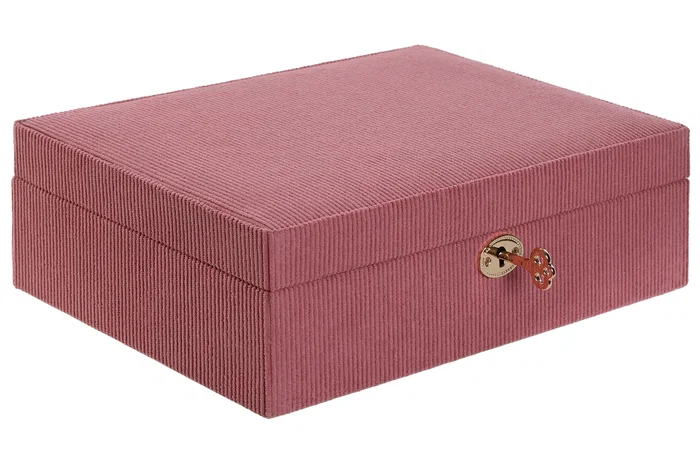 DKD Home Decor Joyero Urban Pana Rosa Magenta Crema 19 x 27 x 9 cm