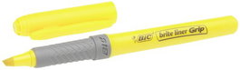 Bic Marcador Fluorescente Highlighter Grip Punta Biselada Amarillo Caja 12 Unidades