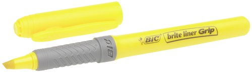 BIC Brite Liner Grip Marcador Fluorescente Amarillo Caja de 12
