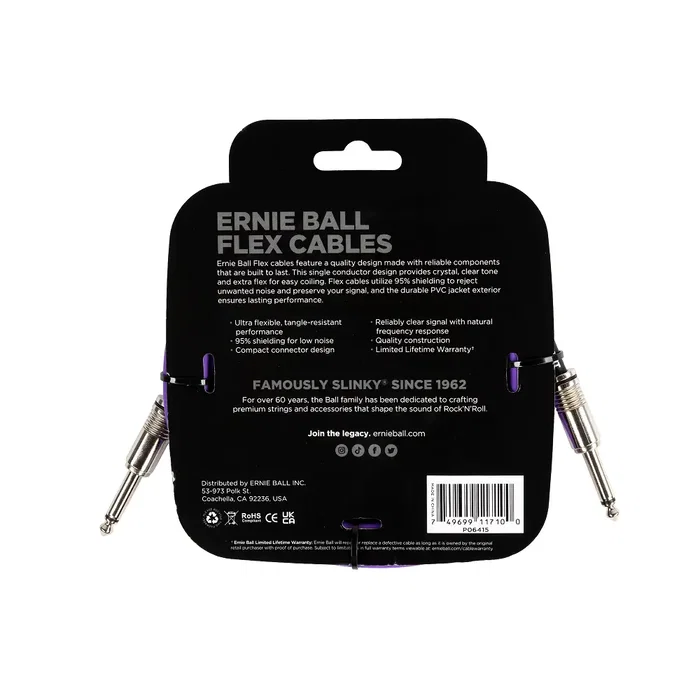 Ernieball Cable Instrumento Flex Jack-Jack Ss 3 M Púrpura