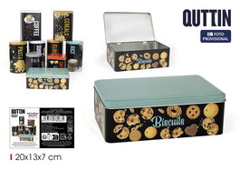 Quttin Bote Metal Biscuits 20 cm x 13 cm x 7 cm (12 Unidades)