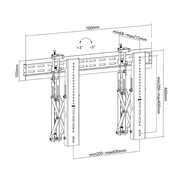 EQUIP Soporte de Pared para TV Pop-Out 1 Grado 45 Kg, Negro, para Pantallas 37"-70", VESA 200x200 a 600x400, Ref 650351