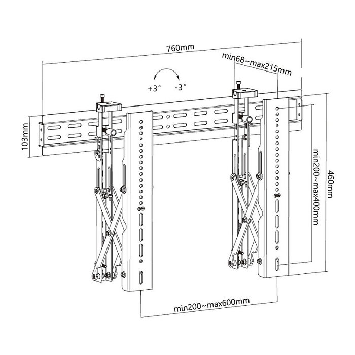 EQUIP Soporte de Pared para TV Pop-Out 1 Grado 45 Kg, Negro, para Pantallas 37"-70", VESA 200x200 a 600x400, Ref 650351