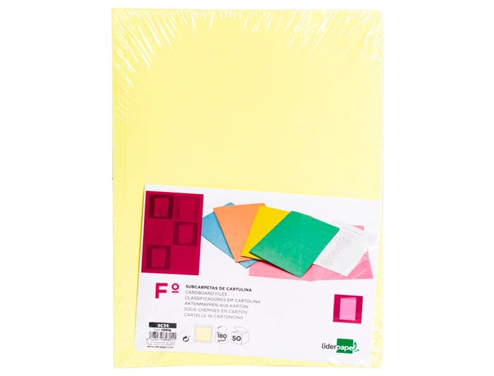 Liderpapel Subcarpeta Folio Amarillo Pastel 180g/m2