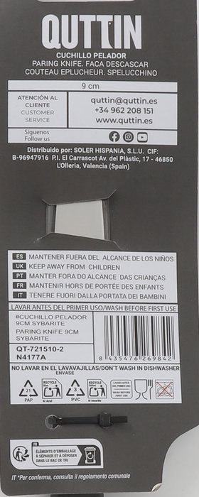 Quttin Cuchillo Pelador Sybarite 9 cm (24 Unidades)