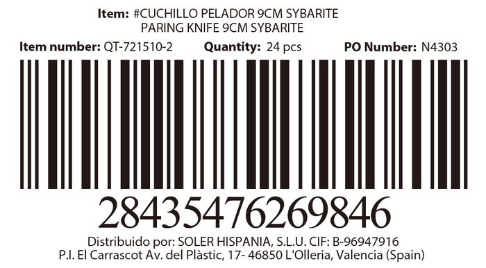 Quttin Cuchillo Pelador Sybarite 9 cm (24 Unidades)