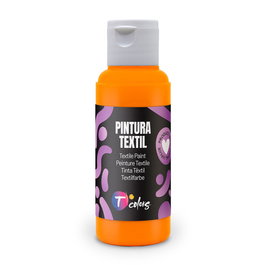 Tcolors Pintura Textil Naranja 80 ml - Alta Adherencia y Flexibilidad, Cubre Cualquier Tono, Aplicación con Rodillo, Pincel o Aerógrafo