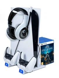 Bigben Interactive PS5SCHARGESTAND - Sistema de Carga con Soporte para 2 Mandos PS5 DualSense, Accesorio de Videoconsola, Color Blanco