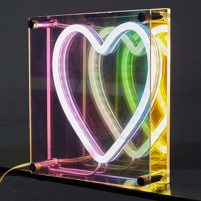 Home Deco Factory Letrero LED Neon Corazón en Acrílico y PVC, Alimentación USB 5V, 5W