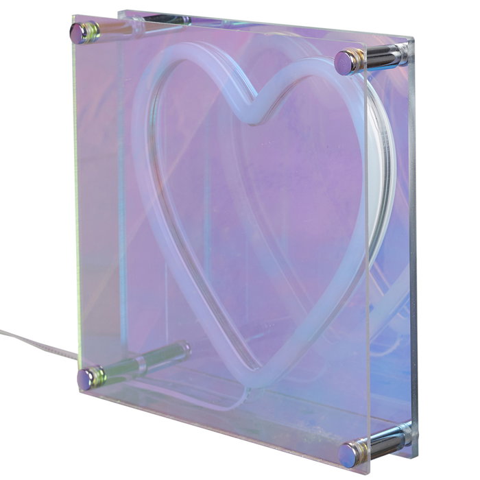 Home Deco Factory Letrero LED Neon Corazón en Acrílico y PVC, Alimentación USB 5V, 5W