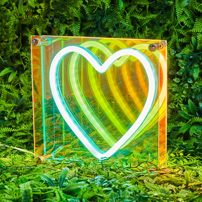Home Deco Factory Letrero LED Neon Corazón en Acrílico y PVC, Alimentación USB 5V, 5W