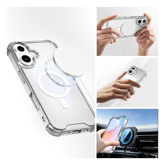 4smarts Funda Híbrida Ibiza para Apple iPhone 16, 15,5 cm (6.1"), Transparente, Compatible con MagSafe, Protección contra Caídas MIL-STD-810G, 541182