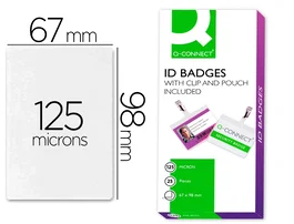 Q-connect Bolsa de plastificar 67x98 mm 125 mc con clip para tarjetas de visita caja de 25 unidades