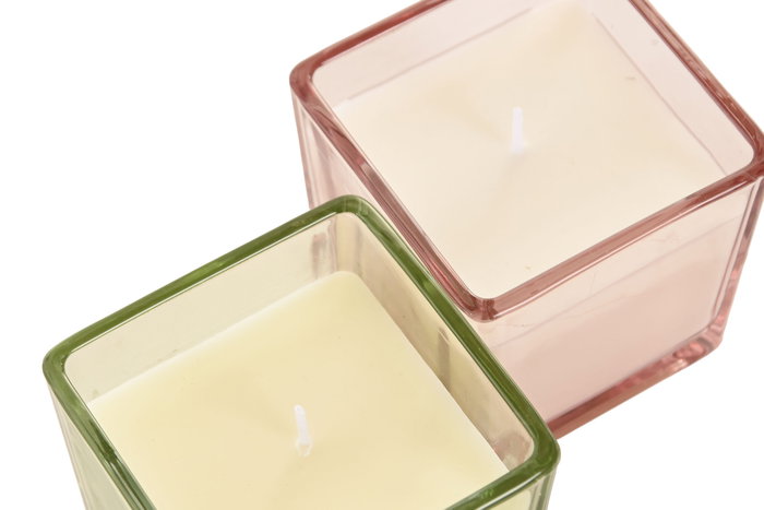 DKD Home Decor Vela Verde Rosa 8 x 9 x 8 cm 4 Unidades 40h Naranja