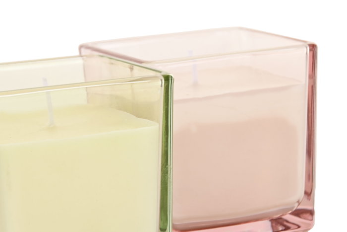 DKD Home Decor Vela Verde Rosa 8 x 9 x 8 cm 4 Unidades 40h Naranja