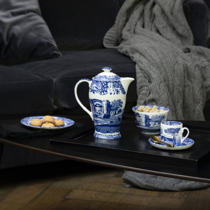 Spode Blue Italian Taza de Café con Plato 90 ml (4 Unidades)