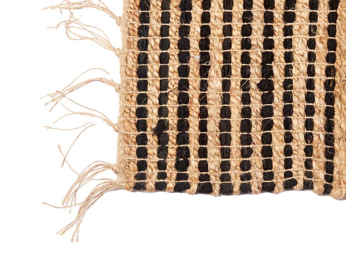 Giftdecor Alfombra Natural Rayas Negra 70 x 140 cm (Set de 8)