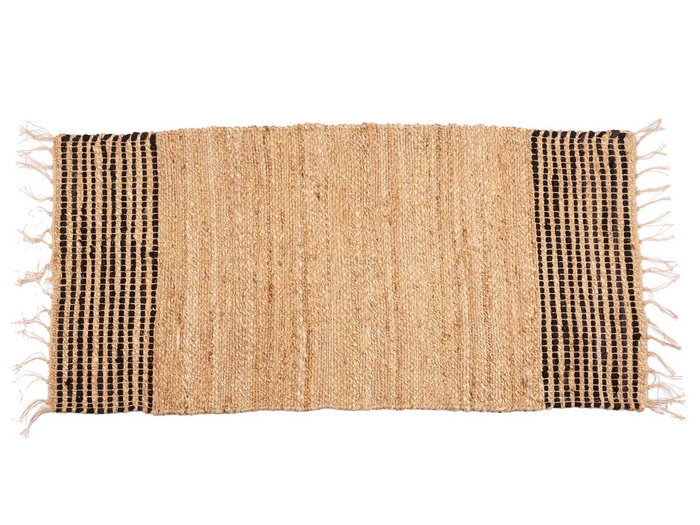 Giftdecor Alfombra Natural Rayas Negra 70 x 140 cm (Set de 8)