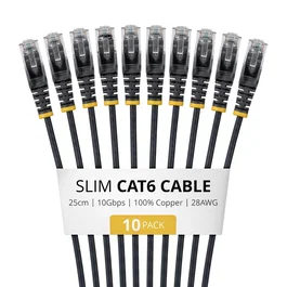 StarTech.com Paquete de 10 Cables Ethernet Cat6 de 25cm Negro
