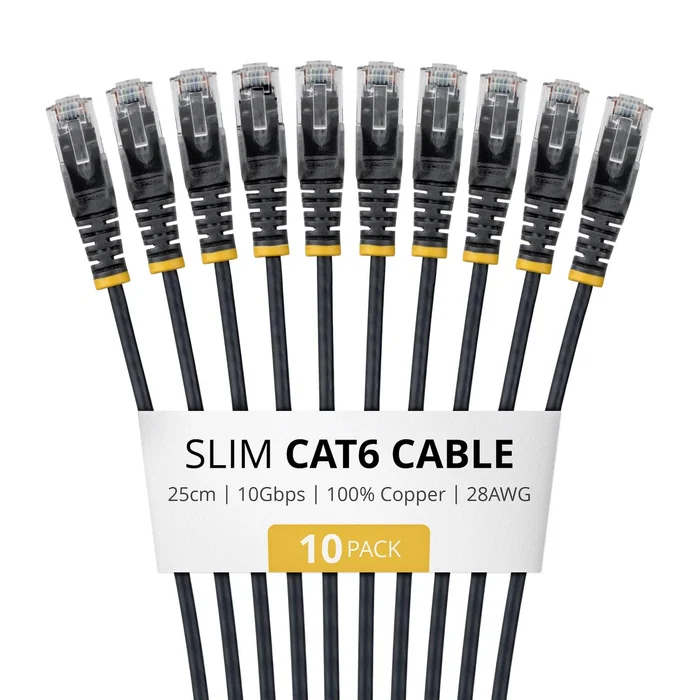 StarTech.com Paquete de 10 Cables Ethernet Cat6 de 25cm Negro StarTech.com Paquete de 10 Cables Ethernet Cat6 de 25cm Negro