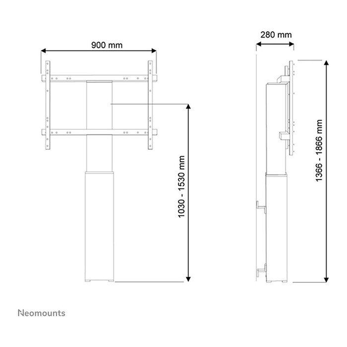 Neomounts PLASMA-W2250BLACK Soporte de Pared Motorizado para TV, Monitor o Pantalla LED 42-100 Pulgadas (106.7-254 cm), hasta 130 kg, Ajuste de Altura 105-155 cm, Color Negro