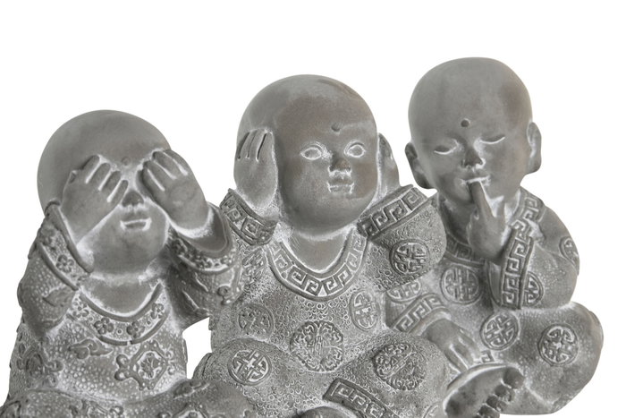 DKD Home Decor Figura de Buda en Cemento Gris Surtida