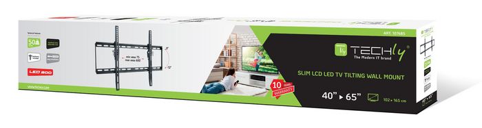 Techly Fixed Wall Bracket LED LCD TV 40-65" Universal Slim Bracket VESA 600x400