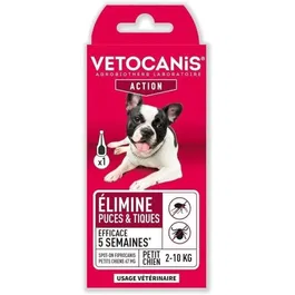 Vetocanis Pipeta 67mg Fipronil Spot-on Control de Pulgas y Garrapatas para Perros Pequeños
