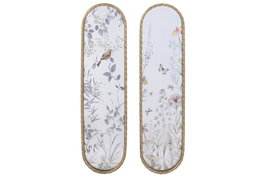 DKD Home Decor Set de 2 Espejos de Metal y Cristal con Diseño de Pájaros, Dorado