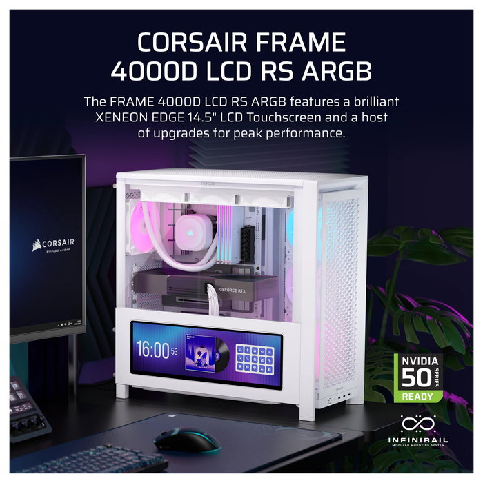 Corsair FRAME 4000D LCD RS ARGB Blanco Corsair FRAME 4000D LCD RS ARGB Blanco