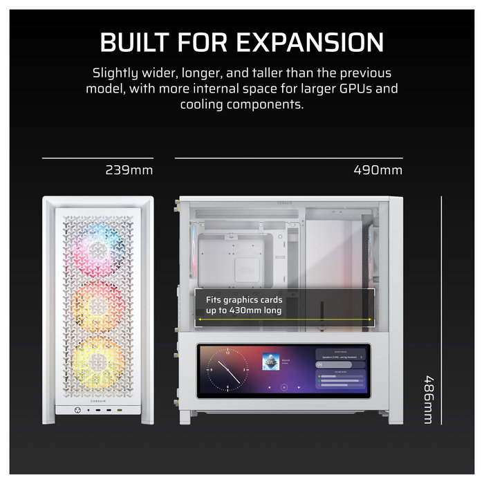 Corsair FRAME 4000D LCD RS ARGB Blanco Corsair FRAME 4000D LCD RS ARGB Blanco