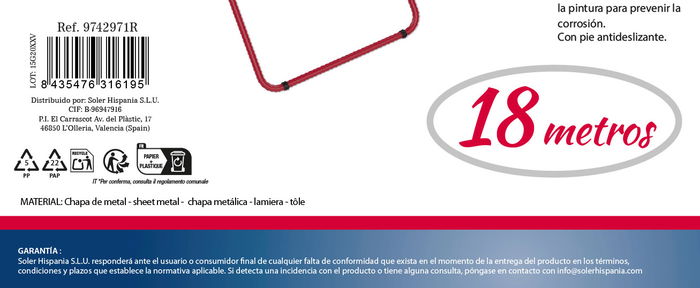 Inde Tendedero 18M Metal Rojo/Blanco "Lotus" 180 x 55 x 109 cm (6 Unidades)