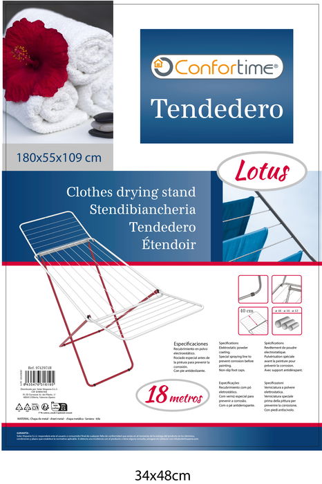 Inde Tendedero 18M Metal Rojo/Blanco "Lotus" 180 x 55 x 109 cm (6 Unidades)