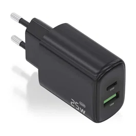 Aisens Cargador GaN 25W con USB-C PD3.0 y USB-A QC3.0 Negro