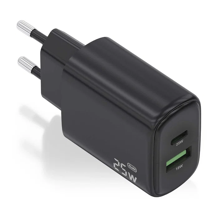 Aisens Cargador GaN 25W con USB-C PD3.0 y USB-A QC3.0 Negro Aisens Cargador GaN 25W con USB-C PD3.0 y USB-A QC3.0 Negro