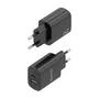 AISENS Cargador GaN 25W con USB-C PD3.0 y USB-A QC3.0, Negro