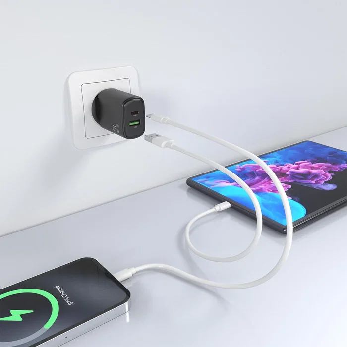 AISENS Cargador GaN 25W con USB-C PD3.0 y USB-A QC3.0, Negro AISENS Cargador GaN 25W con USB-C PD3.0 y USB-A QC3.0, Negro