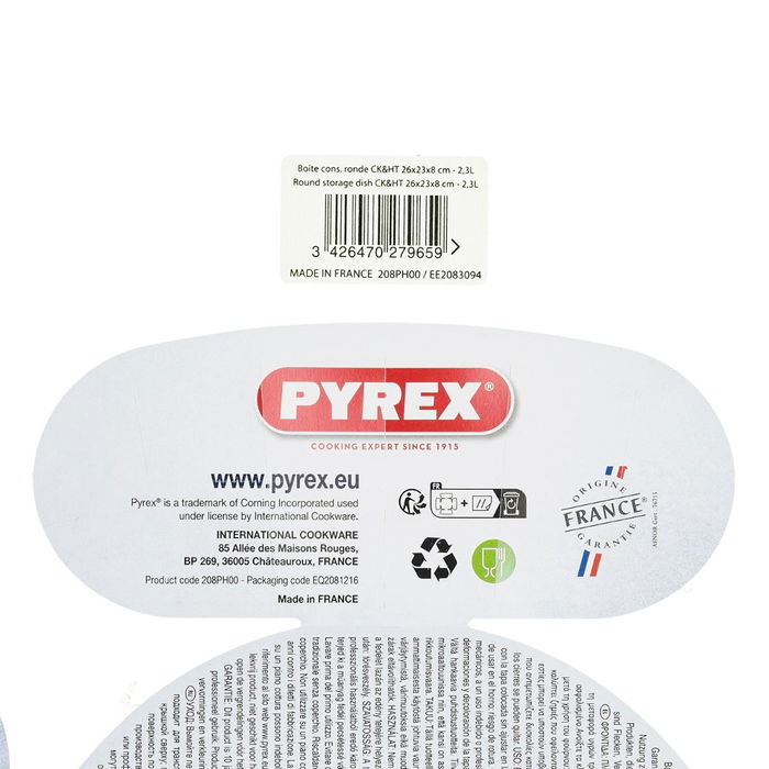 Hermético Redondo Boro Cook&Heat Pyrex® 27x23x7 cm - 2,3 L