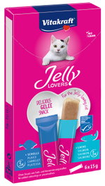 Vitakraft Jelly Lovers Salmon y Platija 15g Snack para Gatos, Bajo en Calorías