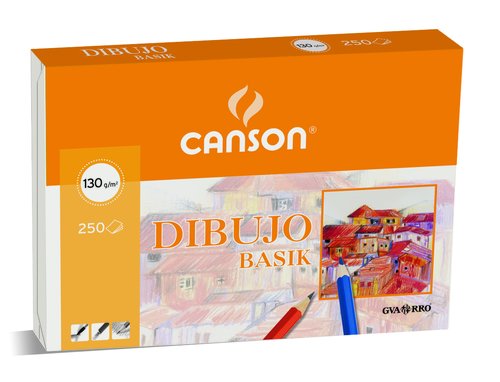 Lamina Guarro-Canson Dibujo Basik 130G A4 Con Cajetin (Set de 250)