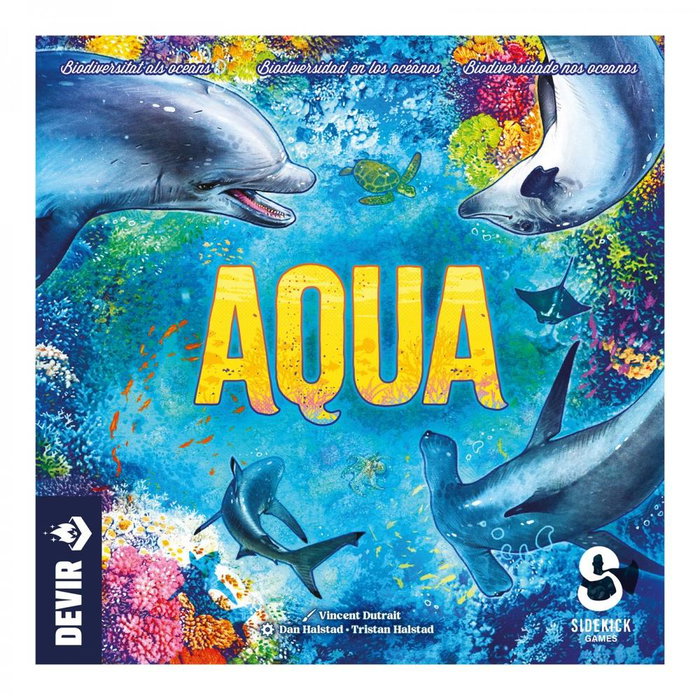 Devir Juego de Mesa AQUA - Estrategia, Colocación de Losetas, Construye Arrecifes de Coral, 1-4 Jugadores, 8+ Años, en Castellano, Portugués y Catalán