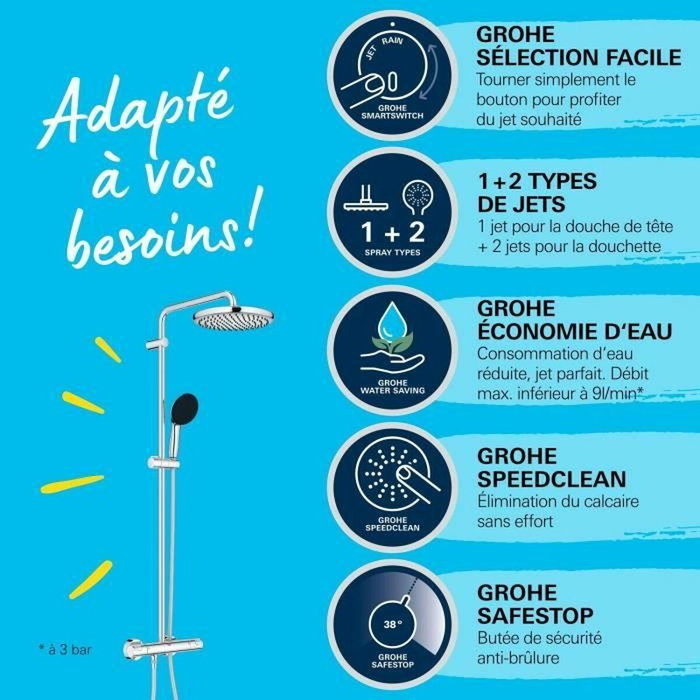 Grohe Vitalio Start System 250 Columna de ducha termostática, Cromo