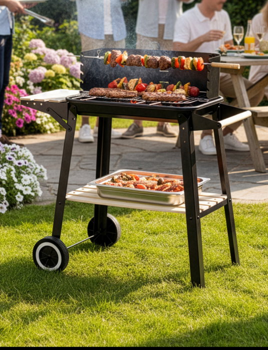 Inde Barbacoa con Ruedas Algon BBQ, Dimensiones 82.3 x 44.3 x 84.5 cm (2 Unidades)