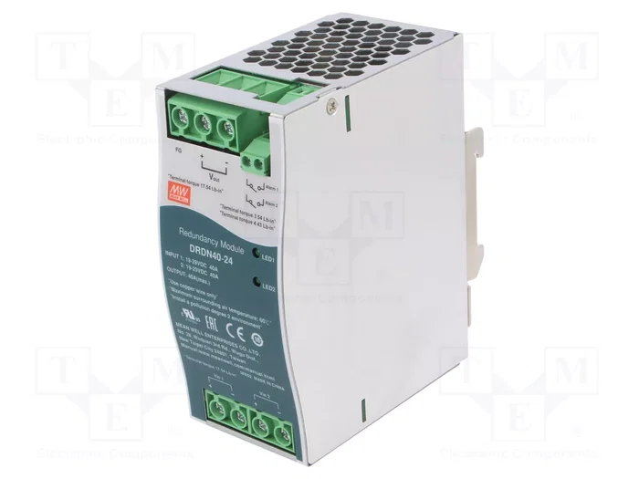 MEAN WELL DRDN40-24 Módulo de redundancia para carril DIN 24VDC 40A MEAN WELL DRDN40-24 Módulo de redundancia para carril DIN 24VDC 40A
