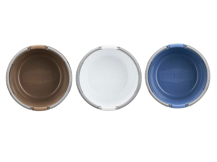 Stefanplast Cesta de Plástico Redonda 16L con Asas, Surtido de Colores (Azul, Marrón, Blanco), Dimensiones 39x22x39cm (Set de 30)