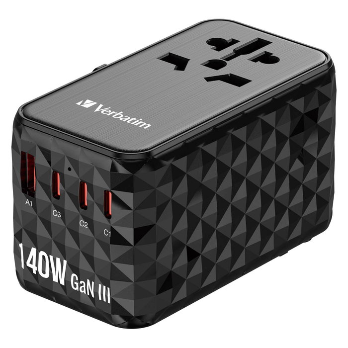 Verbatim GaN III Uni.Travel Adaptador 140W Cargador Universal Negro UTA-10 32125