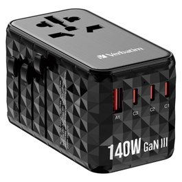 Verbatim GaN III Uni.Travel Adaptador 140W Cargador Universal Negro UTA-10 32125