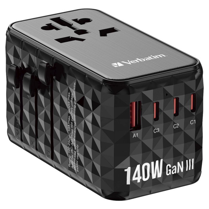 Verbatim GaN III Universal Travel Adapter 140W UTA-10 Verbatim GaN III Universal Travel Adapter 140W UTA-10